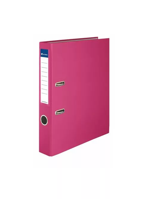 VICTORIA OFFICE Iratrendező, 50 mm, A4, PP/karton, élvédő sínnel, VICTORIA OFFICE, "Basic", rózsaszín