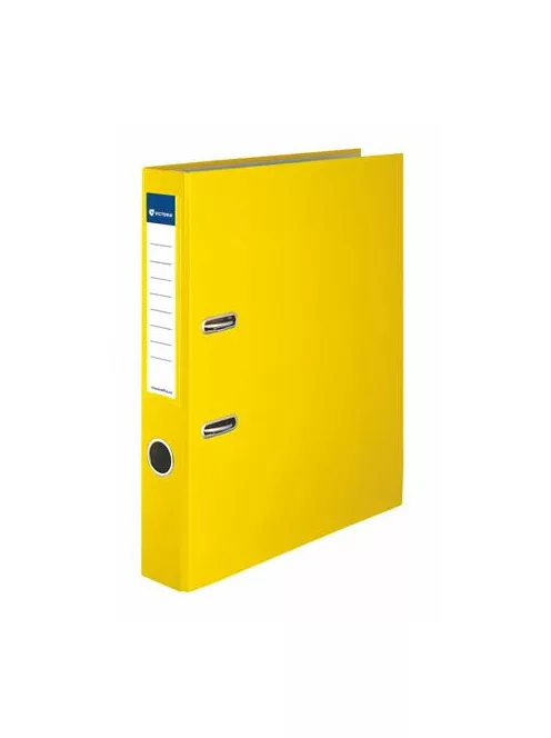 VICTORIA OFFICE Iratrendező, 50 mm, A4, PP/karton, élvédő sínnel, VICTORIA OFFICE, "Basic", sárga