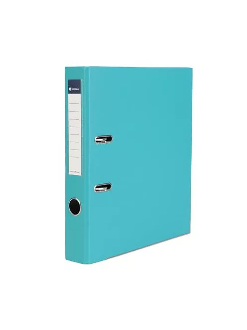 VICTORIA OFFICE Iratrendező, 50 mm, A4, PP/karton, élvédő sínnel, VICTORIA OFFICE, "Basic", türkiz
