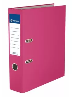  VICTORIA OFFICE Iratrendező, 75 mm, A4, PP/karton, élvédő sínnel, VICTORIA OFFICE, "Basic", rózsaszín