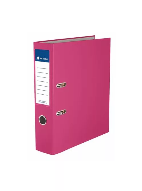 VICTORIA OFFICE Iratrendező, 75 mm, A4, PP/karton, élvédő sínnel, VICTORIA OFFICE, "Basic", rózsaszín