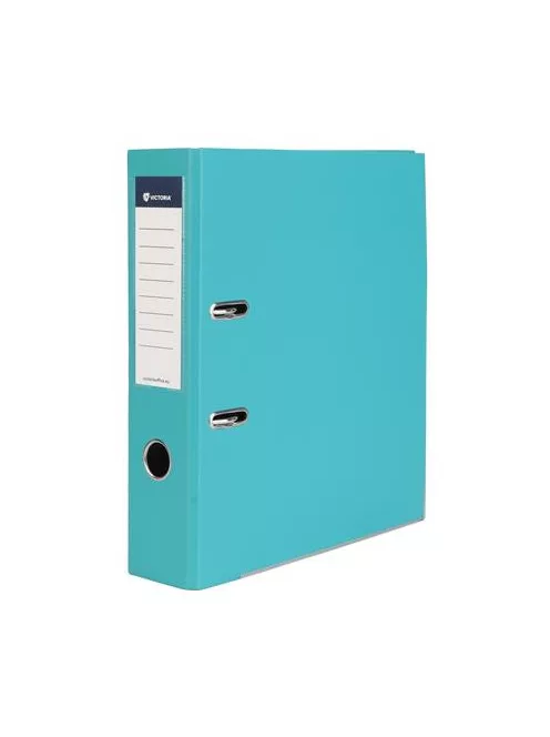 VICTORIA OFFICE Iratrendező, 75 mm, A4, PP/karton, élvédő sínnel, VICTORIA OFFICE, "Basic", türkiz