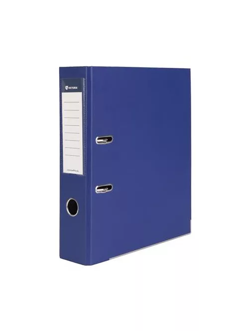 VICTORIA OFFICE Iratrendező, 75 mm, A4, PP/karton, élvédő sínnel, VICTORIA OFFICE, "Basic", tengerészkék