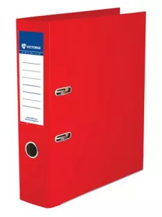   VICTORIA OFFICE Iratrendező, 75 mm, A4, PP/PP, élvédő sínnel, VICTORIA OFFICE, "Premium", piros