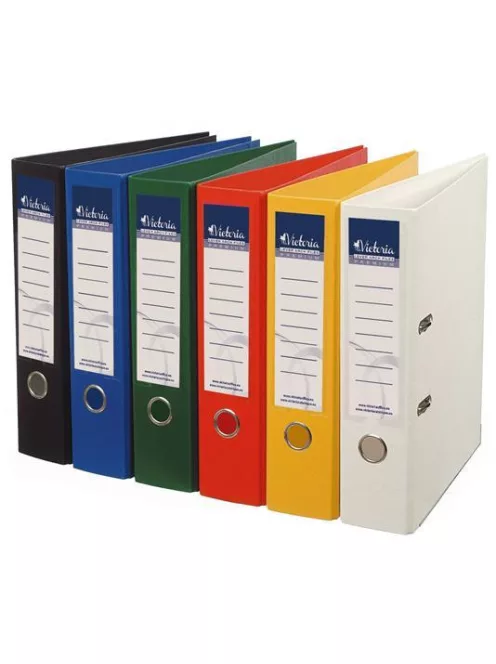 VICTORIA OFFICE Iratrendező, 75 mm, A4, PP/PP, élvédő sínnel, VICTORIA OFFICE, "Premium", sárga