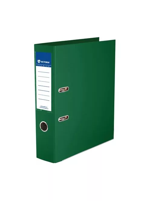 VICTORIA OFFICE Iratrendező, 75 mm, A4, PP/PP, élvédő sínnel, VICTORIA OFFICE, "Premium", zöld