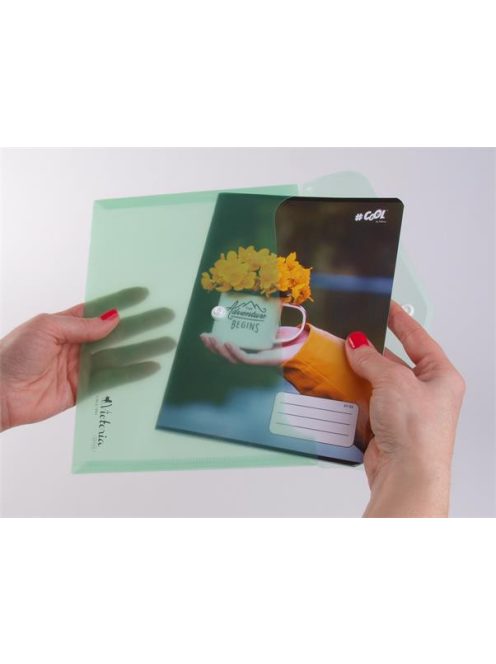 VICTORIA OFFICE Irattartó tasak, A5, PP, patentos, VICTORIA OFFICE, zöld