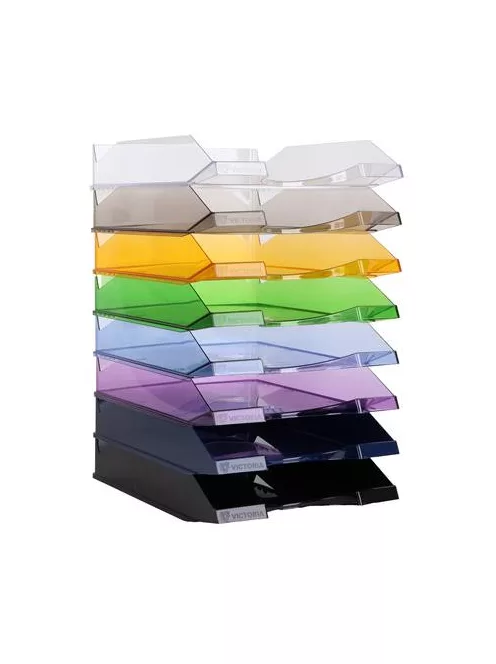 VICTORIA OFFICE Irattálca, műanyag, VICTORIA OFFICE, áttetsző füstszínű