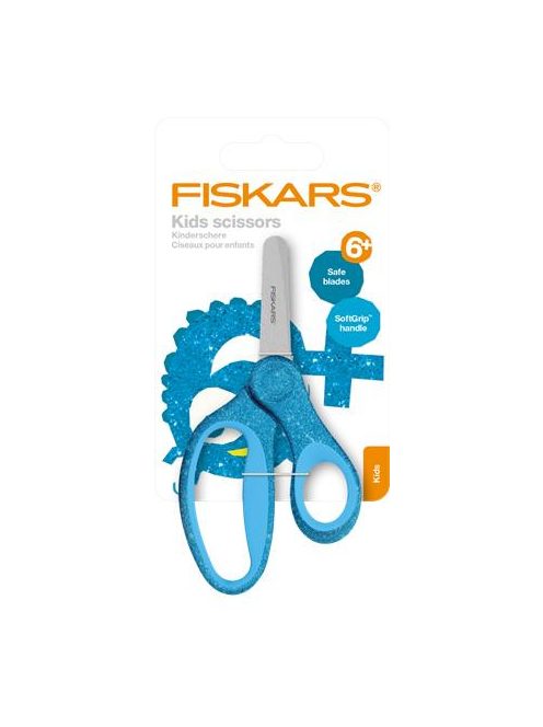 FISKARS Olló, iskolai, 13 cm, FISKARS "Glitter Kids", kék