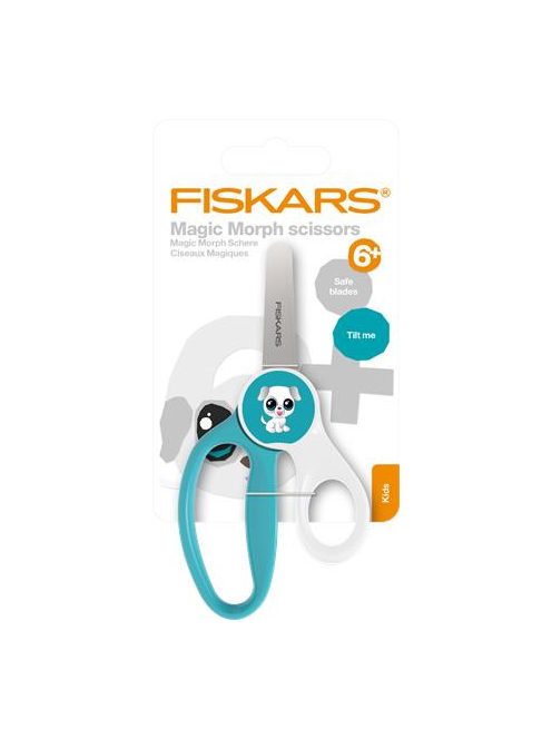 FISKARS Olló, iskolai, 13 cm, FISKARS "Morph Kids", kutyás