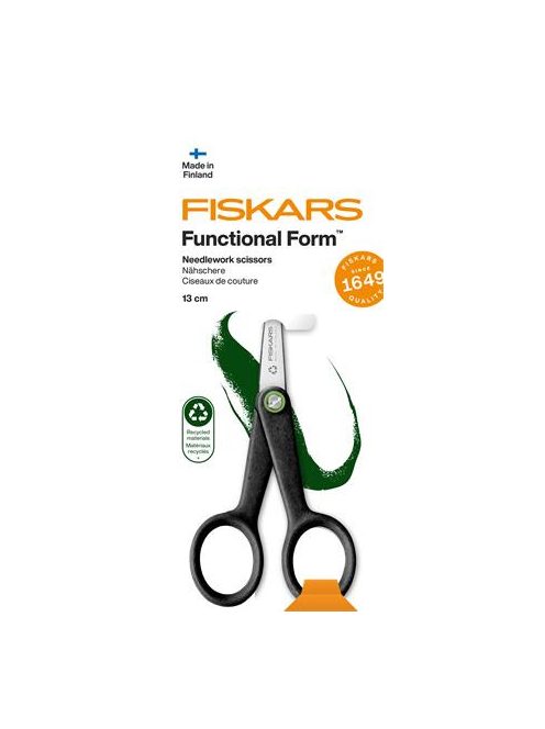 FISKARS Hímzőolló, 13 cm, FISKARS "Functional Form Renew", fekete