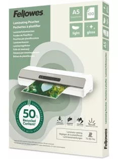   FELLOWES Meleglamináló fólia, 80 mikron, A5, fényes, 100 db, FELLOWES "Light"