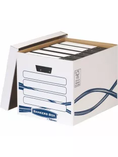   FELLOWES Archiválókonténer, karton, FELLOWES, "Bankers Box Basic Tall", kék-fehér
