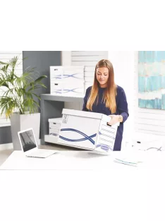   FELLOWES Archiválókonténer, karton, FELLOWES, "Bankers Box Basic Tall", kék-fehér