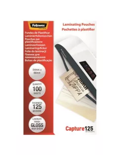   FELLOWES Meleglamináló fólia, 125 mikron, 54x86 mm, fényes, 100 db, FELLOWES