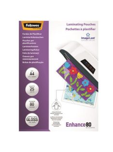   FELLOWES Meleglamináló fólia, 80 mikron, A4, fényes, 25 db, FELLOWES