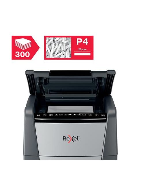 REXEL Iratmegsemmisítő, konfetti, 300 lap, REXEL, "Optimum AutoFeed+ 300X"