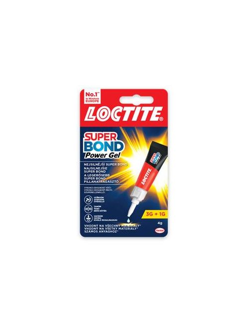 HENKEL Pillanatragasztó gél, 4 g, HENKEL "Loctite Super Bond Power Gél"