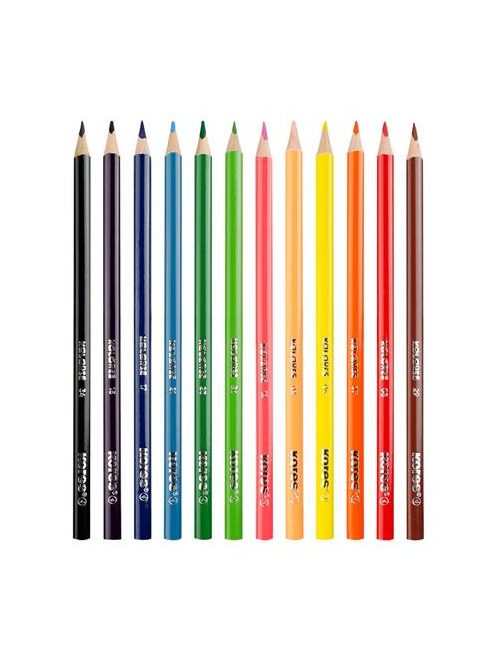 KORES Színes ceruza készlet, háromszögletű, KORES "Triangular", 12 különböző szín