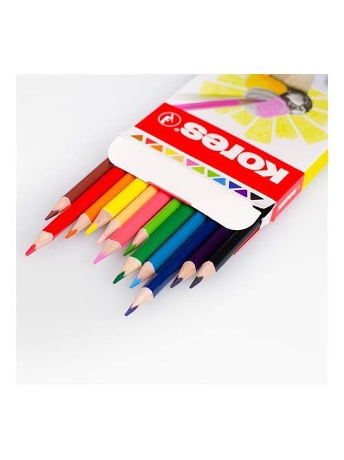 KORES Színes ceruza készlet, háromszögletű, KORES "Triangular", 12 különböző szín