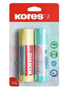   KORES Ragasztóstift, pasztell színű tokban, 2x40 g, KORES, vegyes színek