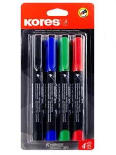   KORES Alkoholos marker készlet, 3 mm, kúpos, KORES "ECO K-Marker XP1", 4 különböző szín