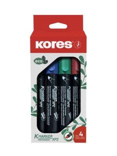   KORES Alkoholos marker készlet, 1-3 mm, vágott, KORES "Eco K-Marker", 4 különböző szín