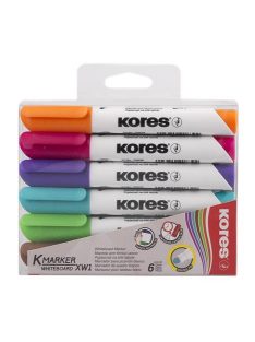   KORES Tábla- és flipchart marker készlet, 1-3 mm, kúpos, KORES "K-Marker", 6 különböző szín