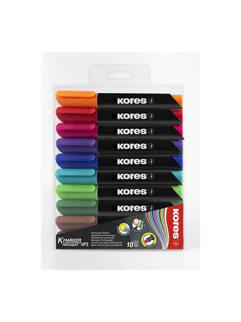 KORES Alkoholos marker, 3-5 mm, kúpos, KORES "K-Marker", 10 különböző szín