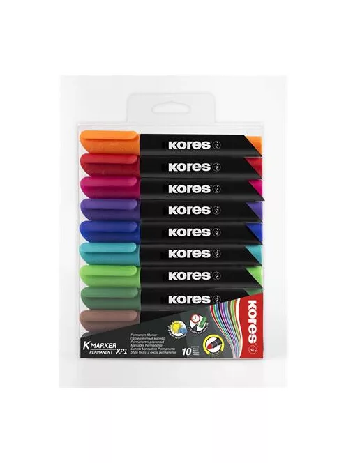 KORES Alkoholos marker, 3 mm, kúpos, KORES "K-Marker XP1", 10 különböző szín