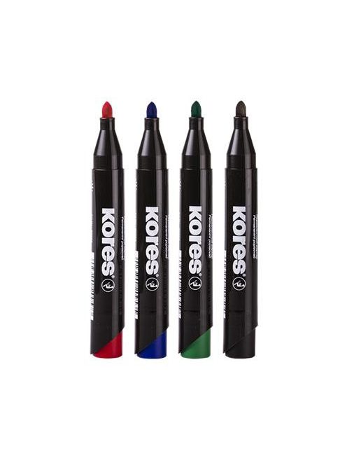 KORES Alkoholos marker, 3-5 mm, kúpos, KORES "K-Marker", 4 különböző szín