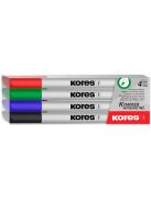 KORES Tábla- és flipchart marker készlet, 1-3 mm kúpos, KORES "K-Marker", 4 különböző szín