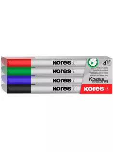   KORES Tábla- és flipchart marker készlet, 1-3 mm kúpos, KORES "K-Marker W1", 4 különböző szín