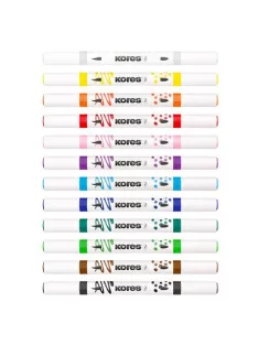   KORES Dekormarker készlet, akril, 1-2 mm, kétvégű, KORES " K-Kreative", 12 különböző szín