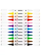 KORES Dekormarker készlet, akril, 1-2 mm, kétvégű, KORES " K-Kreative", 12 különböző szín
