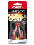 KORES Pillanatragasztó gél, 3x1 g, KORES "Power Glue Gel"