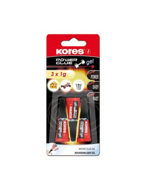 KORES Pillanatragasztó gél, 3x1 g, KORES "Power Glue Gel"