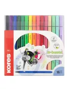KORES Filctoll készlet, kimosható, KORES "K-beats", 15 különböző szín