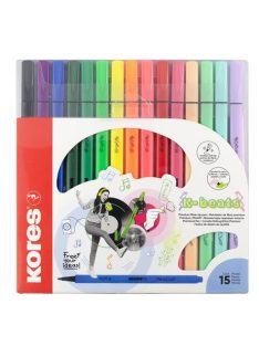   KORES Filctoll készlet, kimosható, KORES "K-beats", 15 különböző szín