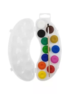   KORES Vízfesték, 12 darabos, 25 mm, ecsettel, KORES "Akuarellos Mini", pasztell színek