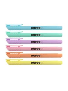   KORES Szövegkiemelő készlet, 0,5-5 mm, KORES, 6 különböző pasztell szín