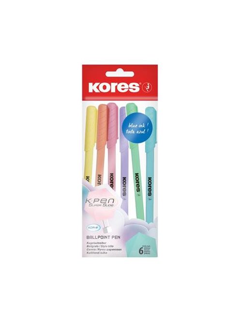 KORES Golyóstoll, 1,0 mm, kupakos, háromszögletű, KORES "KOR-M Pastel", kék