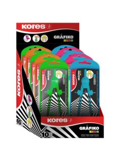   KORES Körző készlet, precíziós, 3 darabos, KORES "Grafiko Neon", vegyes színek