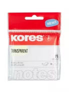 KORES Öntapadó jegyzettömb, 75x75 mm, 75 lap, KORES, áttetsző