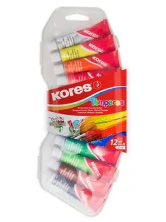 KORES Tempera készlet, 12 ml, KORES, 12 különböző szín