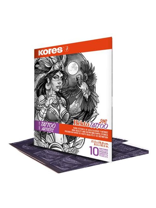 KORES Indigó tetováláshoz, 21,5 x 26,8 cm, KORES "Tattoo", 10 lap