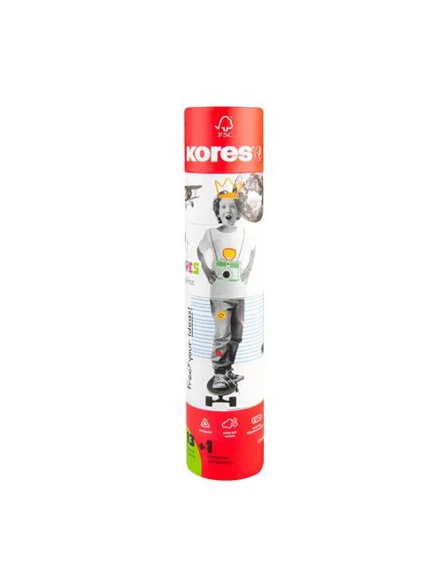 KORES Színes ceruza készlet, háromszögletű, 1 grafittal, 1 hegyezővel, KORES "KOLORES Twist & Turn", 12 különböző szín