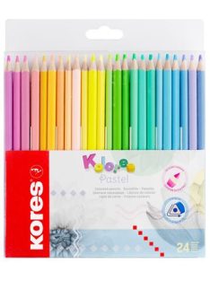   KORES Színes ceruza készlet, háromszögletű, KORES "Kolores Pastel", 24 pasztell szín