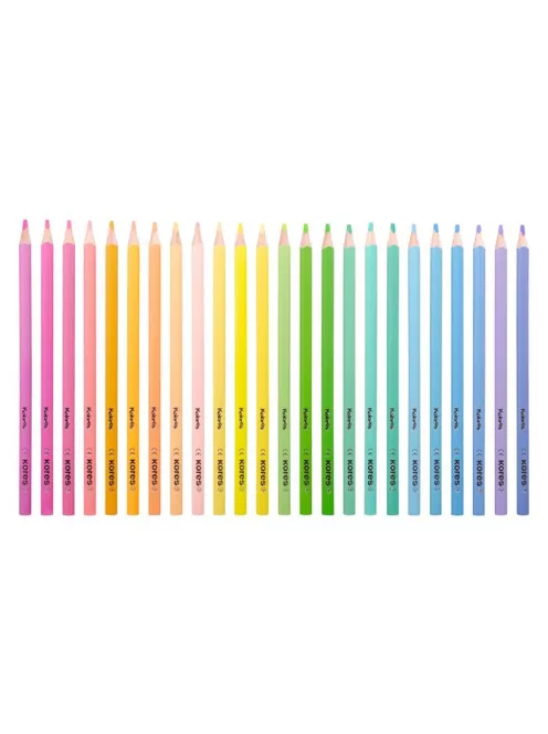 KORES Színes ceruza készlet, háromszögletű, KORES "Kolores Pastel", 24 pasztell szín