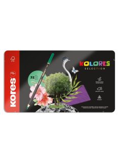   KORES Színes ceruza készlet, háromszögletű, fém doboz, KORES "Kolores Selection", 72 különböző szín